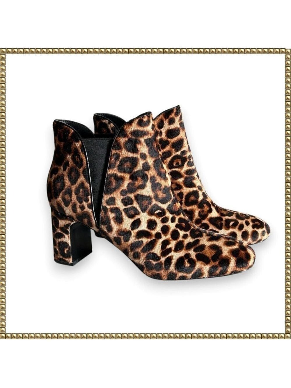 White House Black Market Cheetah Haircalf Booties Size 9